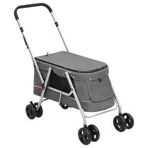 Hundewagen Faltbar Grau 100x49x96 cm Leinenstoff