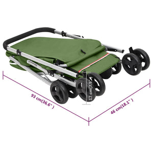 Hundewagen Faltbar Grün 100x49x96 cm Leinenstoff