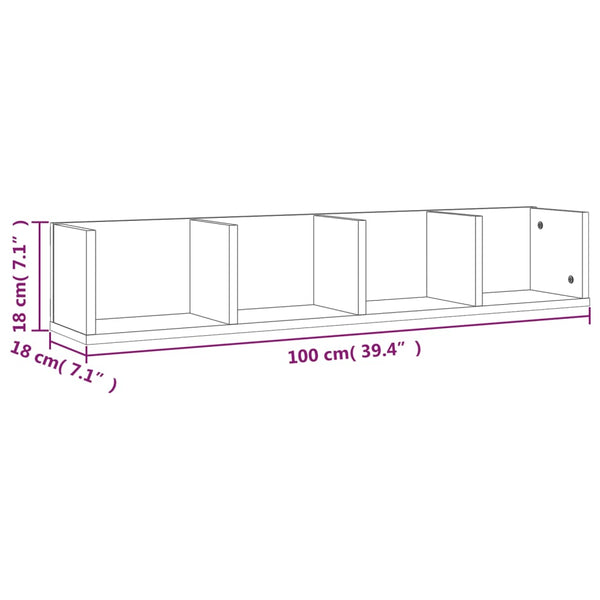 CD-Wandregal Grau Sonoma 100 cm
