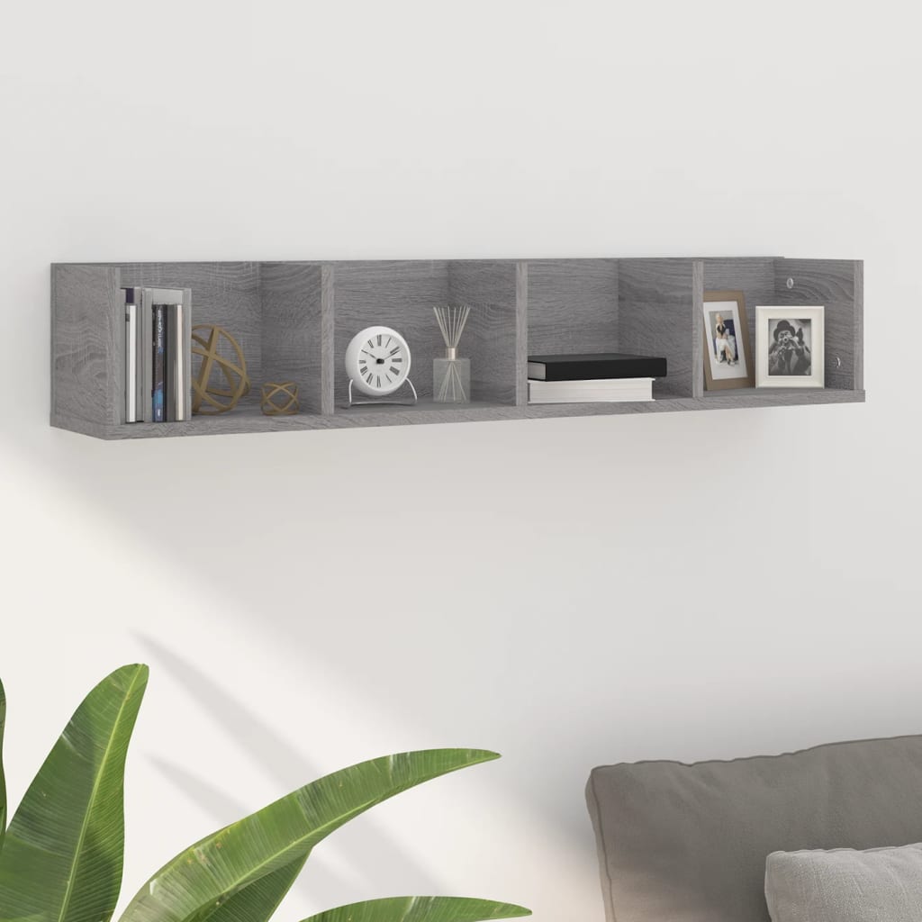 CD-Wandregal Grau Sonoma 100 cm