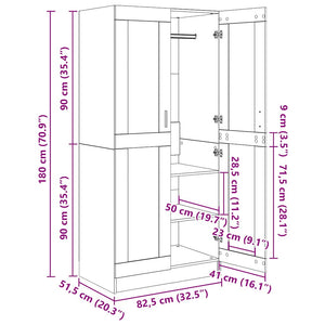 Kleiderschrank Grau Sonoma 82,5x51,5x180 cm