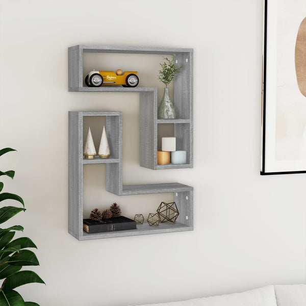 Wandregale Grau Sonoma 2er Set 50x50 cm