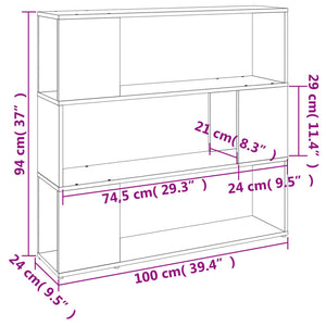 Bücherregal Raumteiler Grau Sonoma 100cm