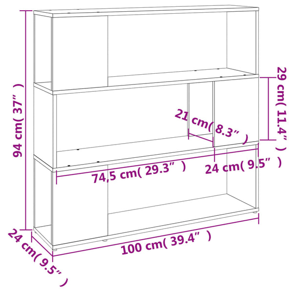 Bücherregal Raumteiler Grau Sonoma 100cm