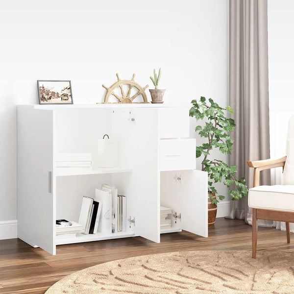 Weißes Sideboard 91 cm Holzwerkstoff