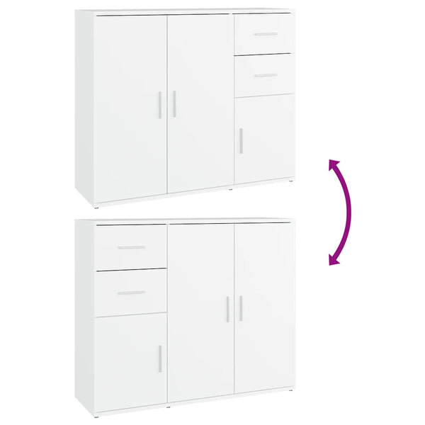 Weißes Sideboard 91 cm Holzwerkstoff