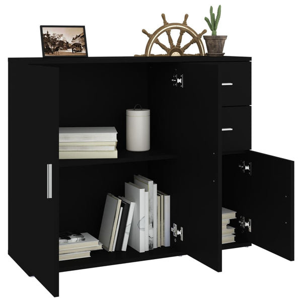 Schwarzes Sideboard 91 cm Holzwerkstoff