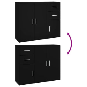 Schwarzes Sideboard 91 cm Holzwerkstoff