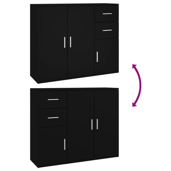 Schwarzes Sideboard 91 cm Holzwerkstoff