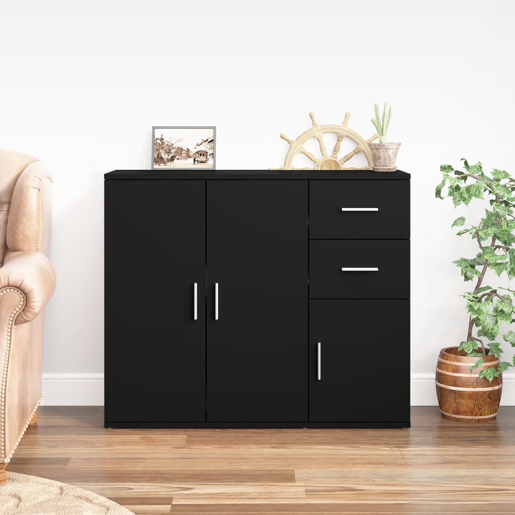 Schwarzes Sideboard 91 cm Holzwerkstoff