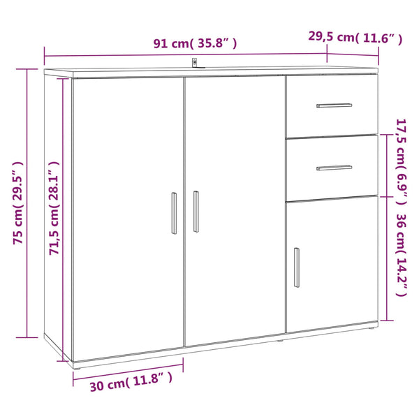 Grau Sonoma Sideboard 91 cm