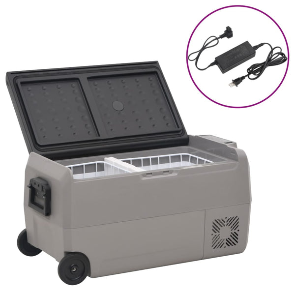 vidaXL Glacière à roulettes et adaptateur Noir et gris 36 L PP et PE