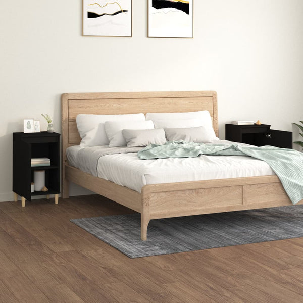 Nachttische Schwarz Holz 40x35x70 cm, 2er-Set