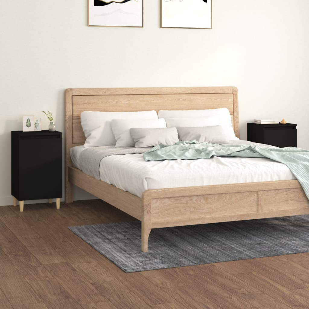 Nachttische Schwarz Holz 40x35x70 cm, 2er-Set