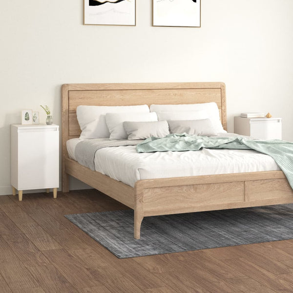 Nachttische 2er Set, Hochglanz Weiß, 40x35x70 cm