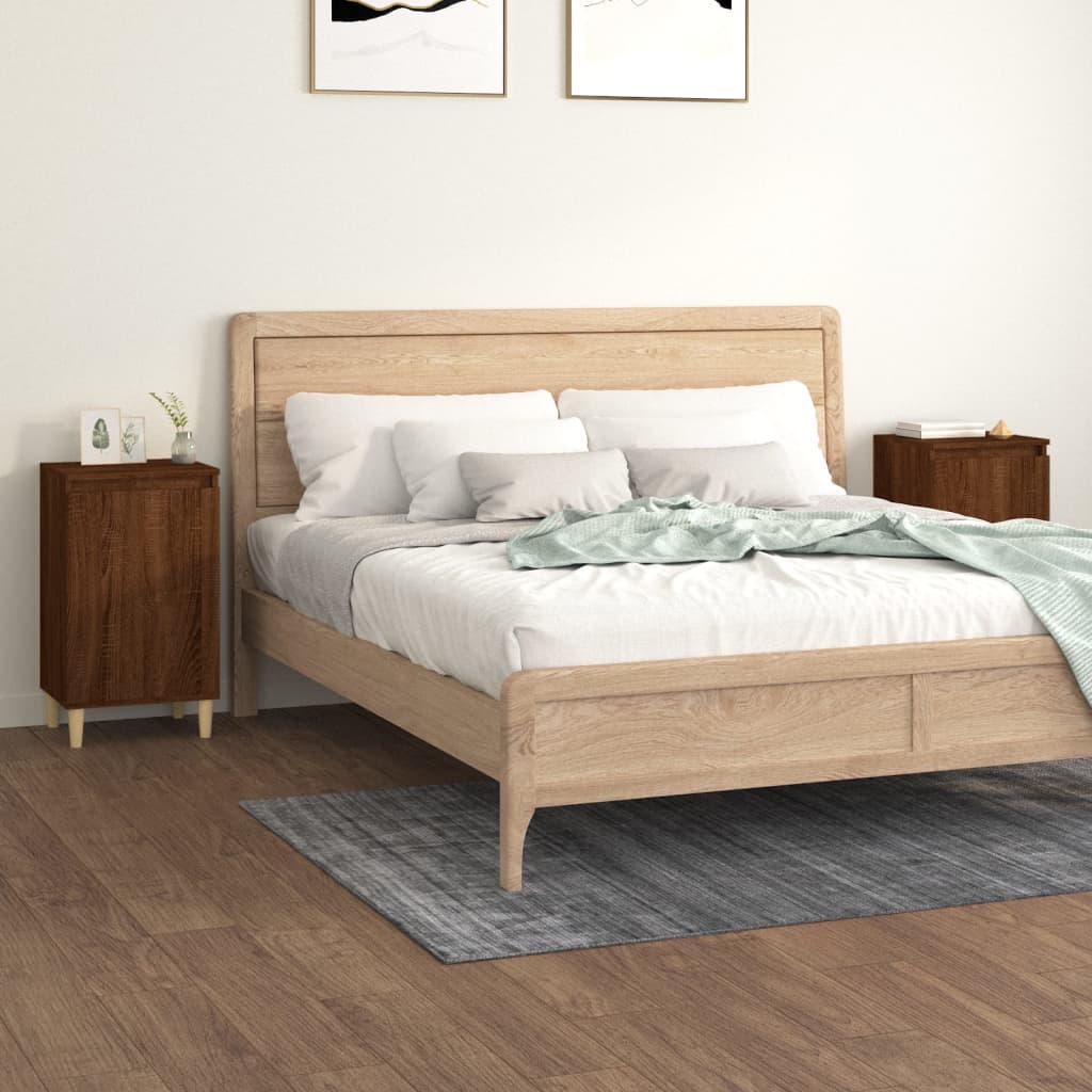 Nachttische 2er Set Braun Eichenoptik