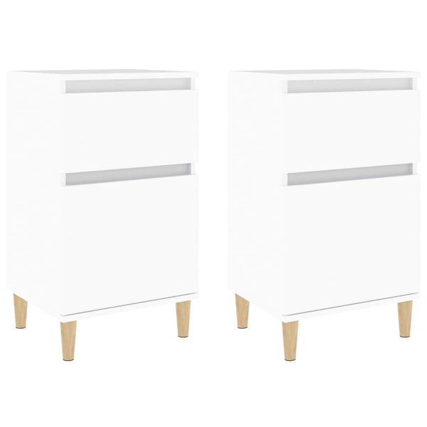Nachttische 2er Set, Weiß, 40x35x70 cm