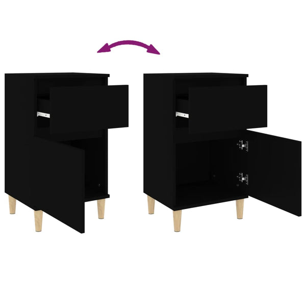 Nachttische 2er Set Schwarz 40x35x70 cm