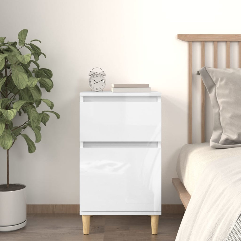 vidaXL High-Gloss White Nightstand 40x35x70 cm