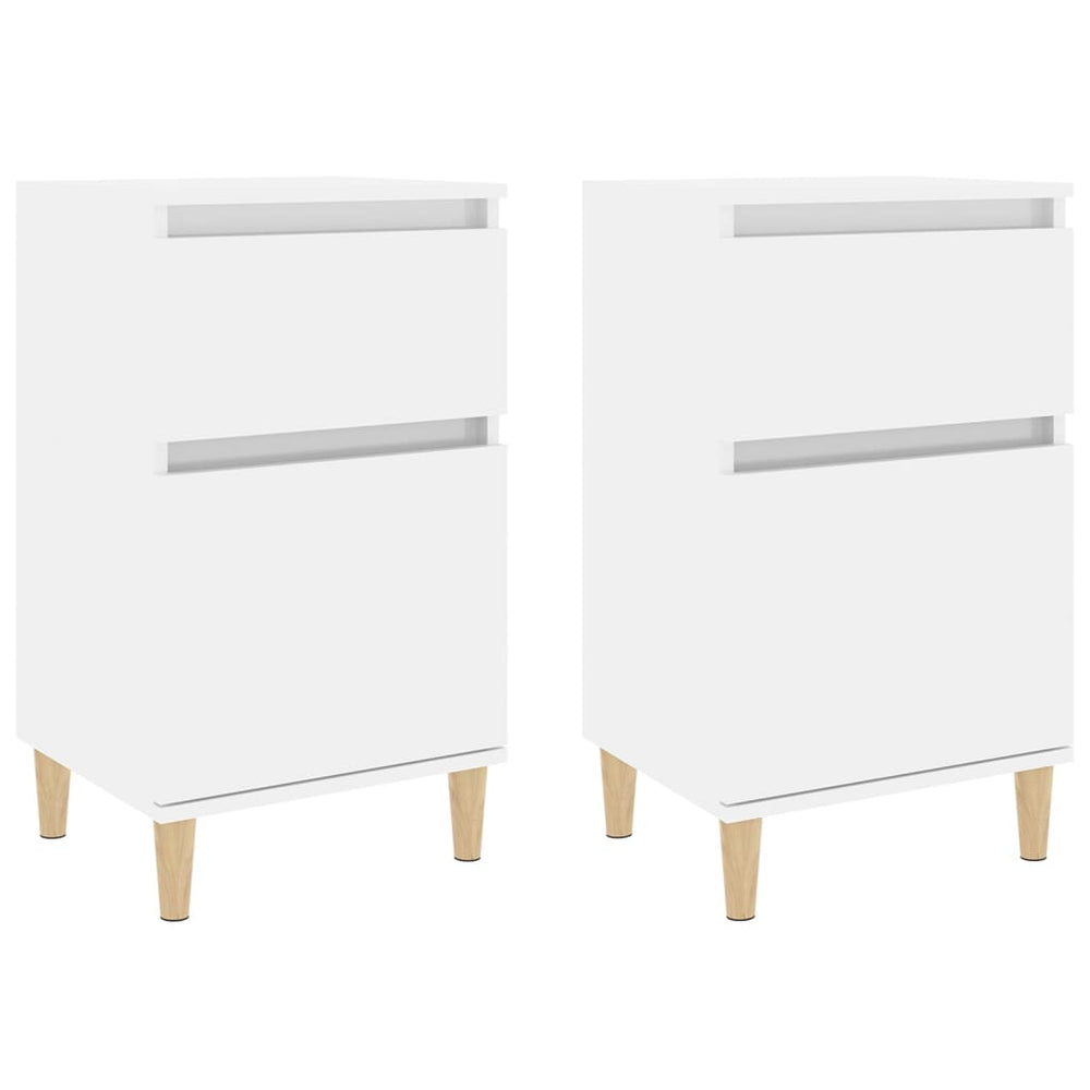 Nachttische 2er Set Hochglanz Weiß 40x35x70 cm