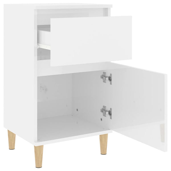 Nachttische 2er Set Hochglanz Weiß 40x35x70 cm