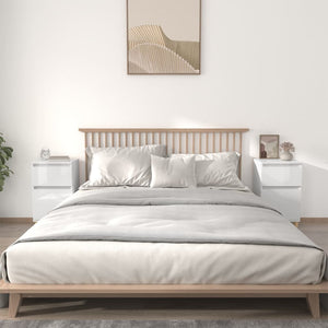 Nachttische 2er Set Hochglanz Weiß 40x35x70 cm