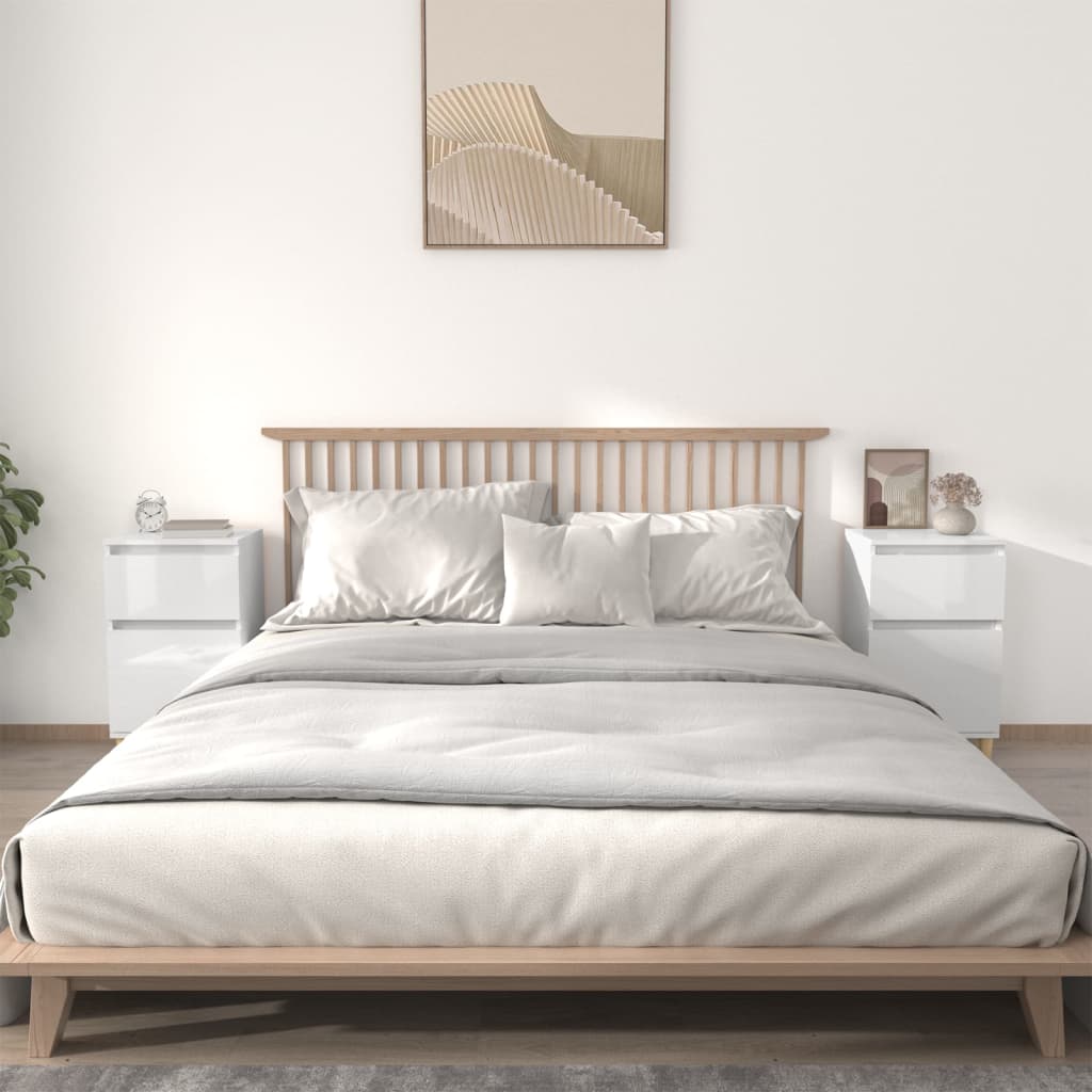 Nachttische 2er Set Hochglanz Weiß 40x35x70 cm