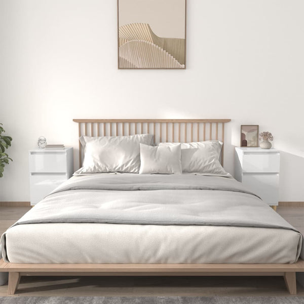 Nachttische 2er Set Hochglanz Weiß 40x35x70 cm