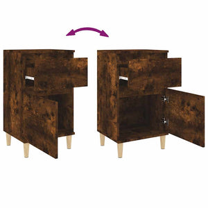 Nachttische 2er Set Räuchereiche 40x35x70 cm