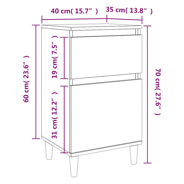 Nachttische 2er Set Räuchereiche 40x35x70 cm