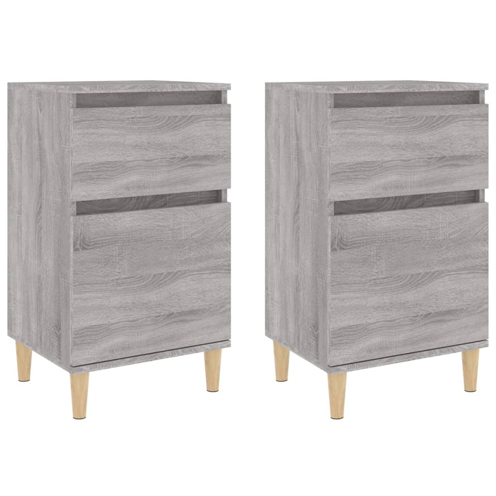Nachttische 2er Set Grau Sonoma 40x35x70 cm