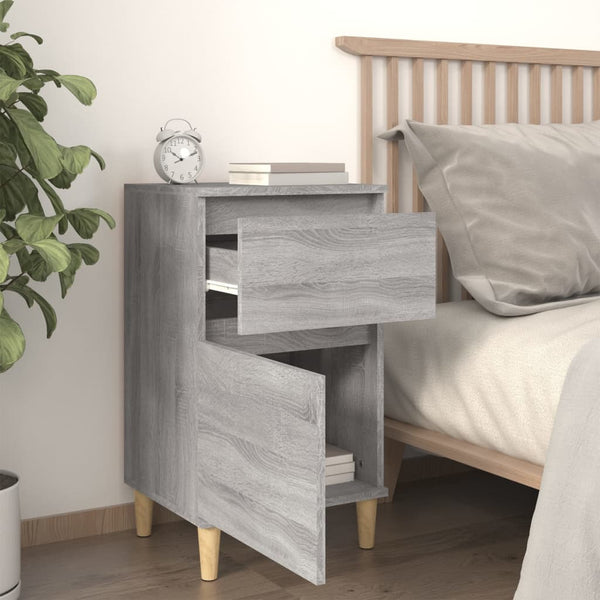 Nachttische 2er Set Grau Sonoma 40x35x70 cm