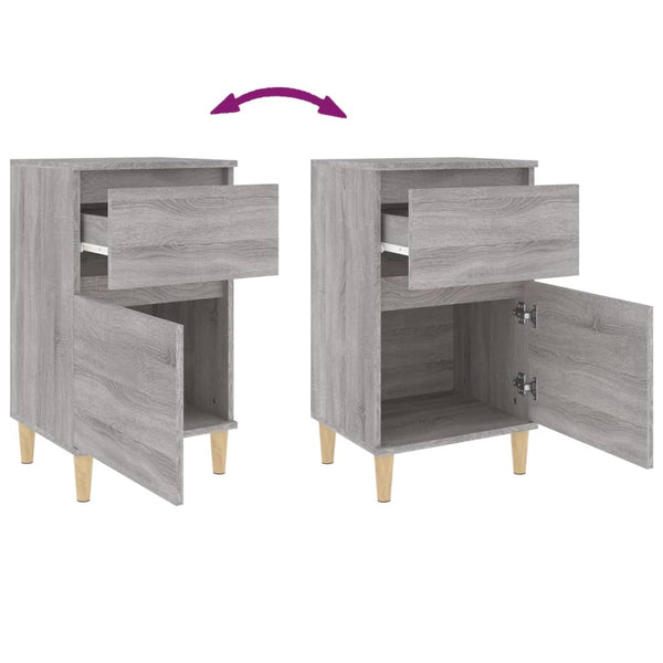 Nachttische 2er Set Grau Sonoma 40x35x70 cm