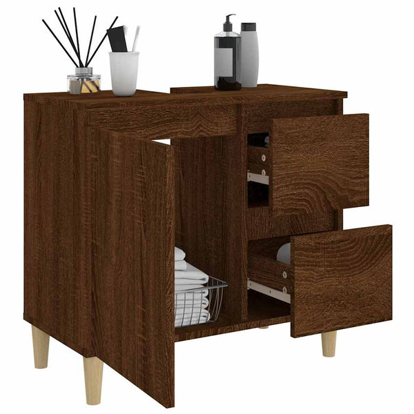 Badschrank Braun Eichen-Optik 65 cm