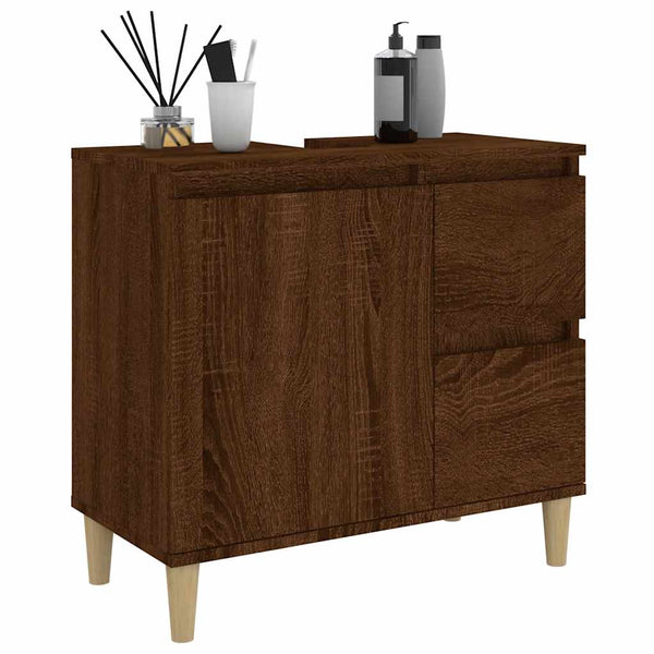 Badschrank Braun Eichen-Optik 65 cm