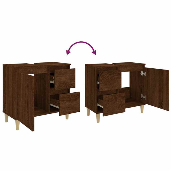 Badschrank Braun Eichen-Optik 65 cm