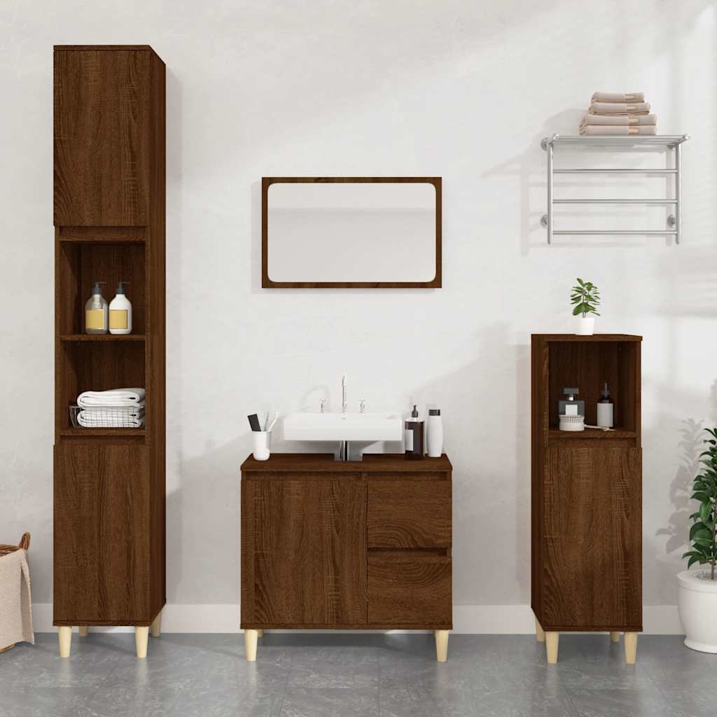 Badschrank Braun Eichen-Optik 65 cm