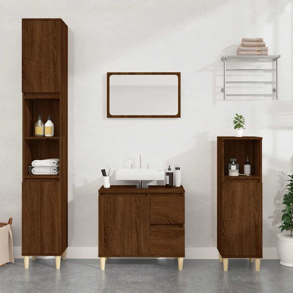 Badschrank Braun Eichen-Optik 65 cm