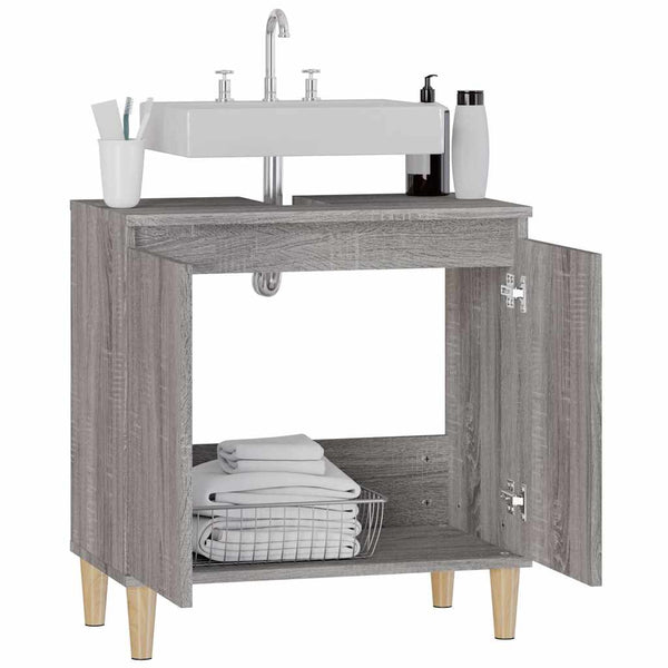 Waschbeckenunterschrank Grau Sonoma 58x60 cm