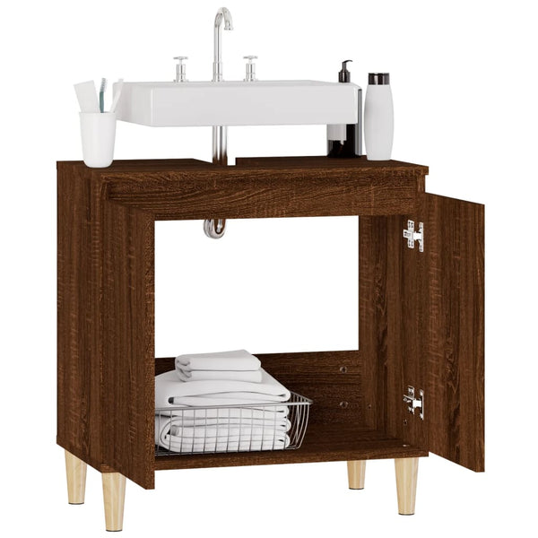 Waschbeckenunterschrank Braun Eichen-Optik 58 cm