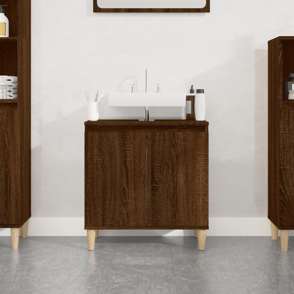 Waschbeckenunterschrank Braun Eichen-Optik 58 cm