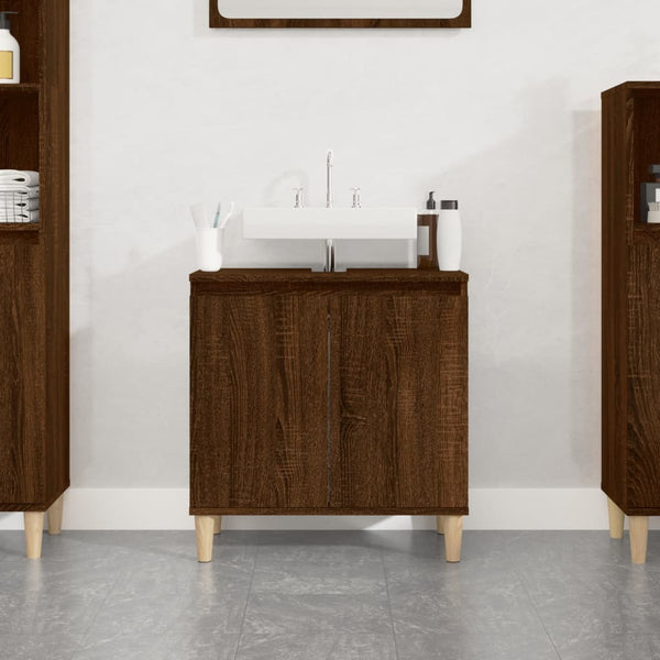 Waschbeckenunterschrank Braun Eichen-Optik 58 cm