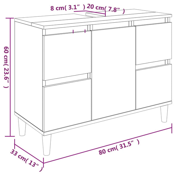 Waschbeckenunterschrank Weiß 80x60 cm