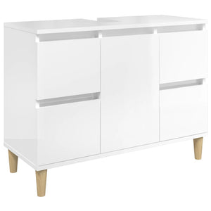 Hochglanz Waschbeckenunterschrank Weiß 80cm