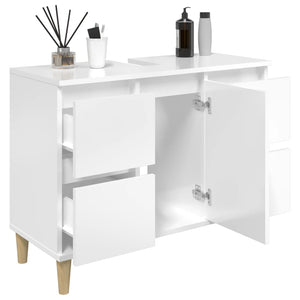 Hochglanz Waschbeckenunterschrank Weiß 80cm