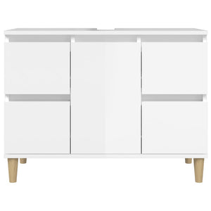Hochglanz Waschbeckenunterschrank Weiß 80cm