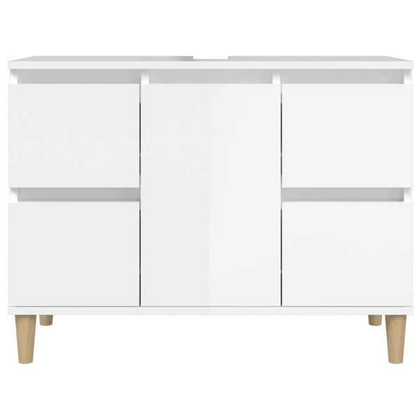 Hochglanz Waschbeckenunterschrank Weiß 80cm