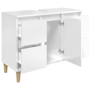 Hochglanz Waschbeckenunterschrank Weiß 80cm