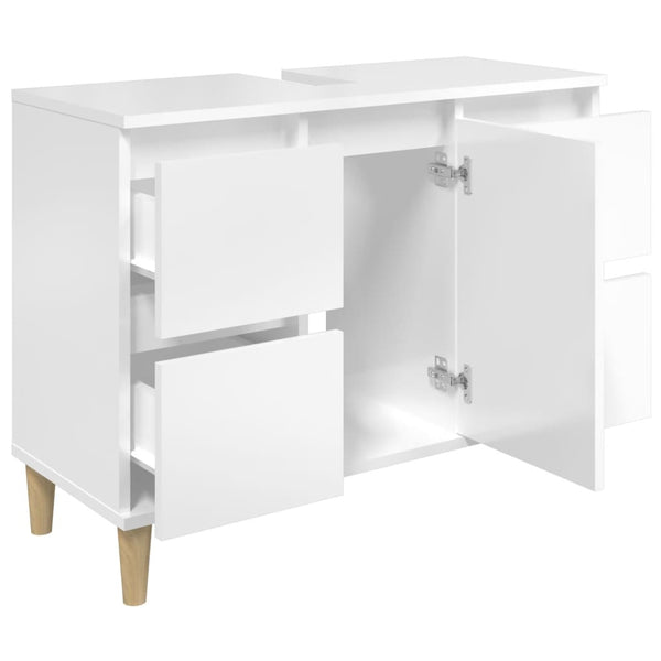 Hochglanz Waschbeckenunterschrank Weiß 80cm