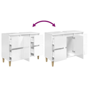 Hochglanz Waschbeckenunterschrank Weiß 80cm